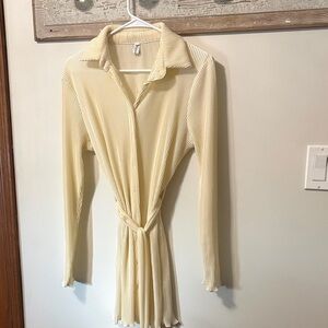 Elegant Cream Pleated Dress